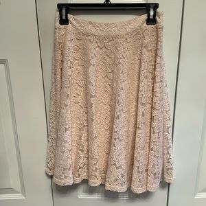 Blush pink lace skirt